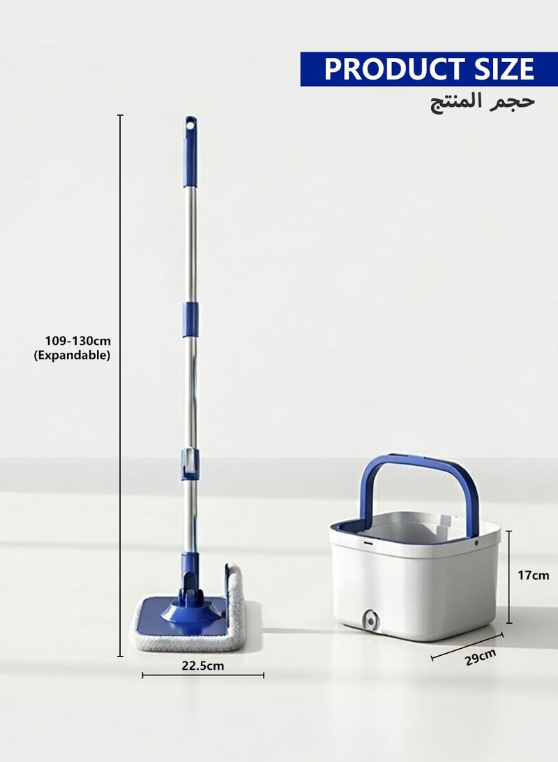 Flat Spin Mop & Bucket Set with Clean & Dirty Water Separation – 360° Rotating Self-Wringing Mop with Scraping System, Foldable Head and 2 Microfiber Pads - Image 5